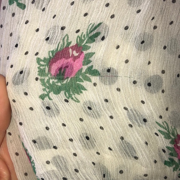 Lux 100% Silk sheer floral polka dot boho top - Picture 8 of 8